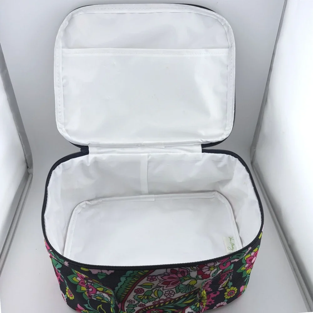 Vera Bradley Paisley Floral Insulated Lunch Bag Black Pink Green‎ Zip Cooler